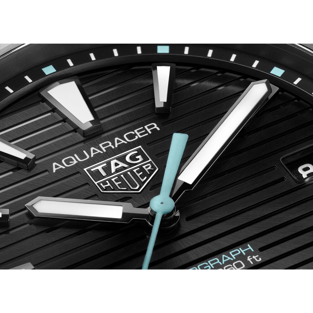 TAG Heuer Aquaracer 40mm Solargraph Black Dial Turquoise Hand Steel Case Watch image number 5