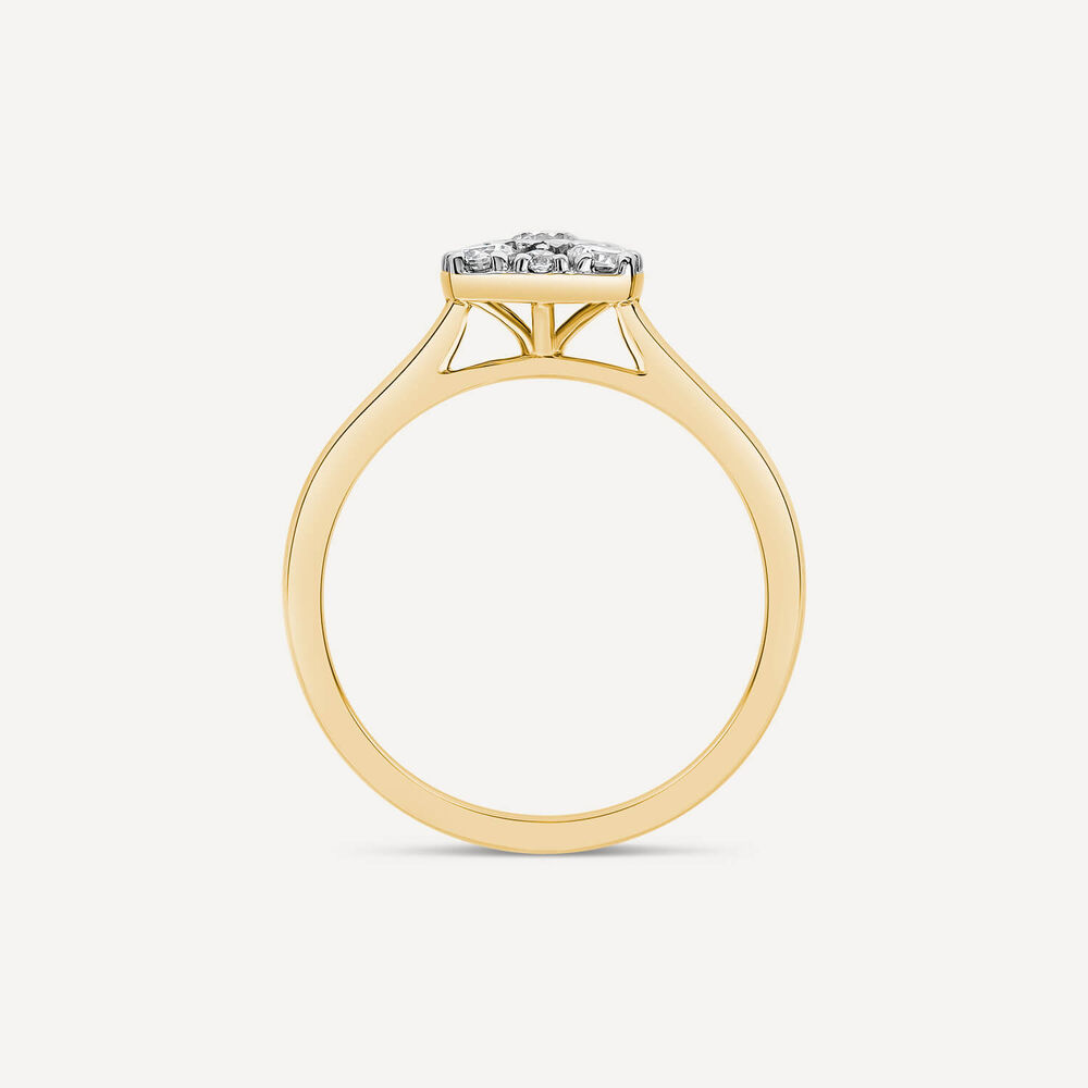 9ct Yellow Gold 0.50ct Square Cluster Diamond Ring image number 2