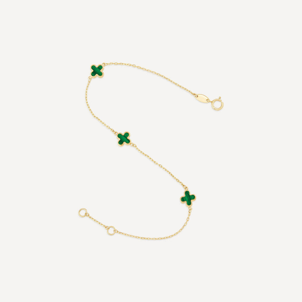 9ct Yellow Gold Malachite Petal Bracelet image number 3