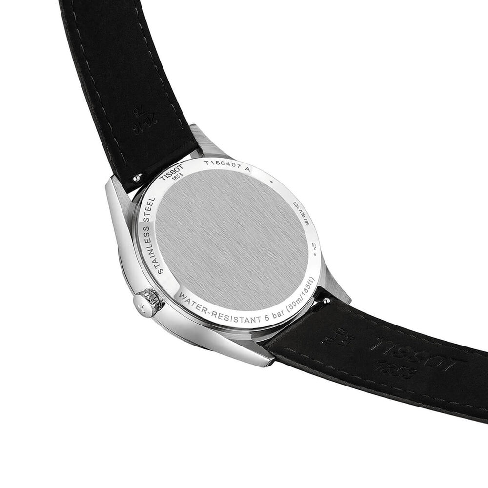 Tissot Classic Dream 40mm Blue Dial Black Leather Strap Watch image number 2