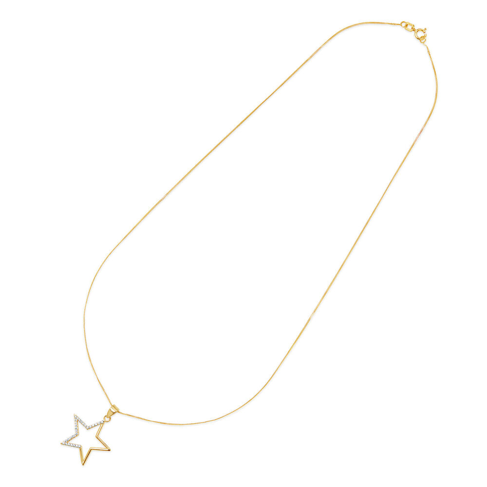 9ct Yellow Gold Cubic Zirconia Set Star Pendant image number 3