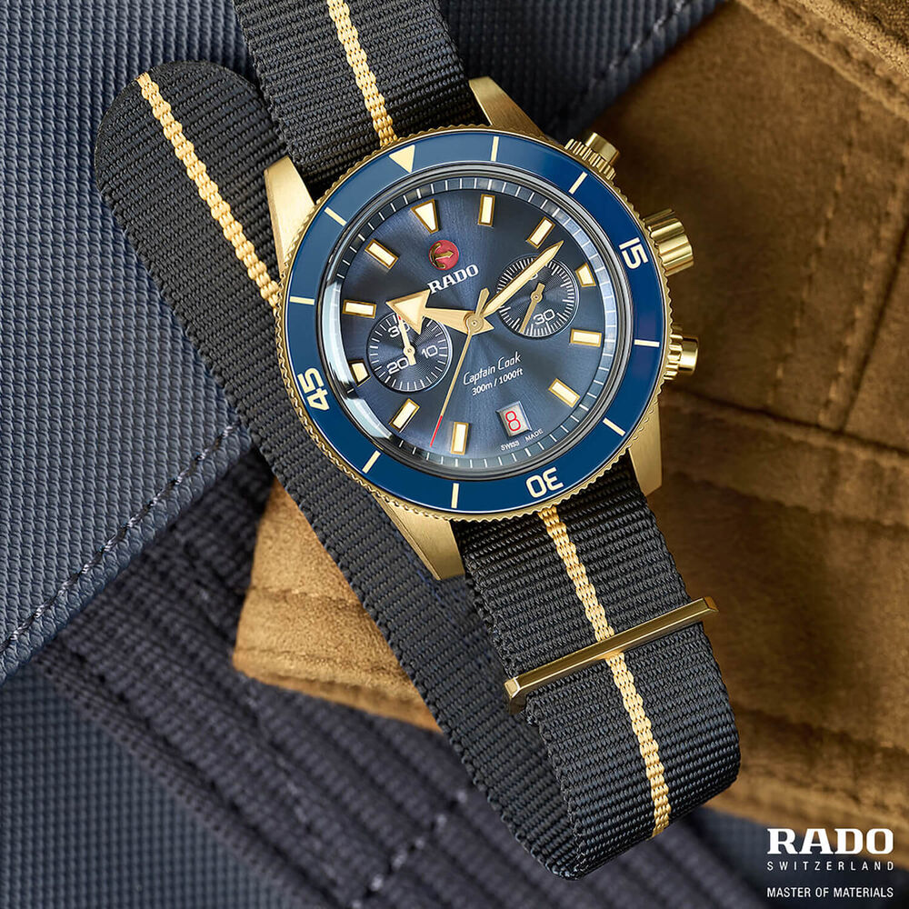 Rado Captain Cook Chronograph 43mm Blue Dial Strap Watch image number 5