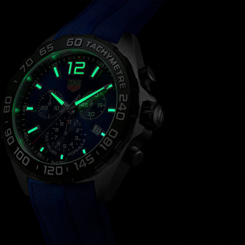 TAG Heuer Formula 1 Chronograph 43mm Blue Dial Rubber Strap Watch image number 4