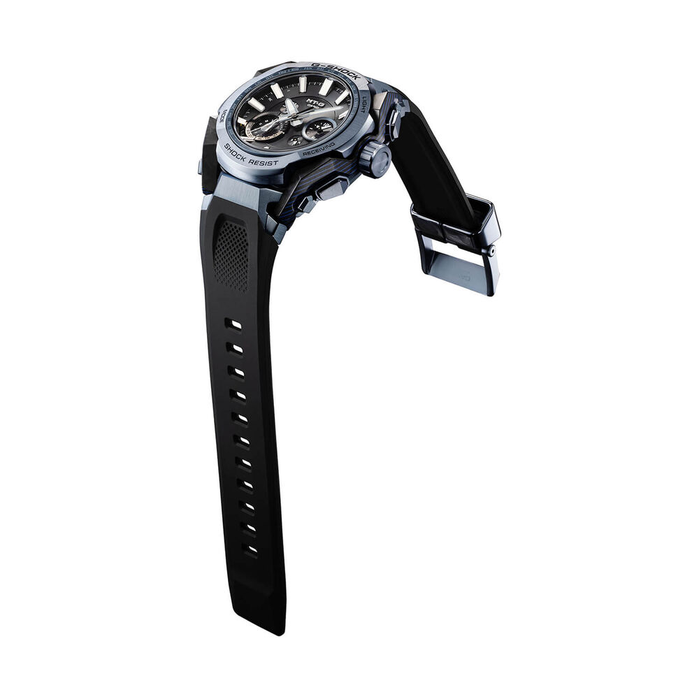G-SHOCK MT-G 56.6mm Black Dial Blue Ion Plated Bezel Resin Strap Watch image number 3