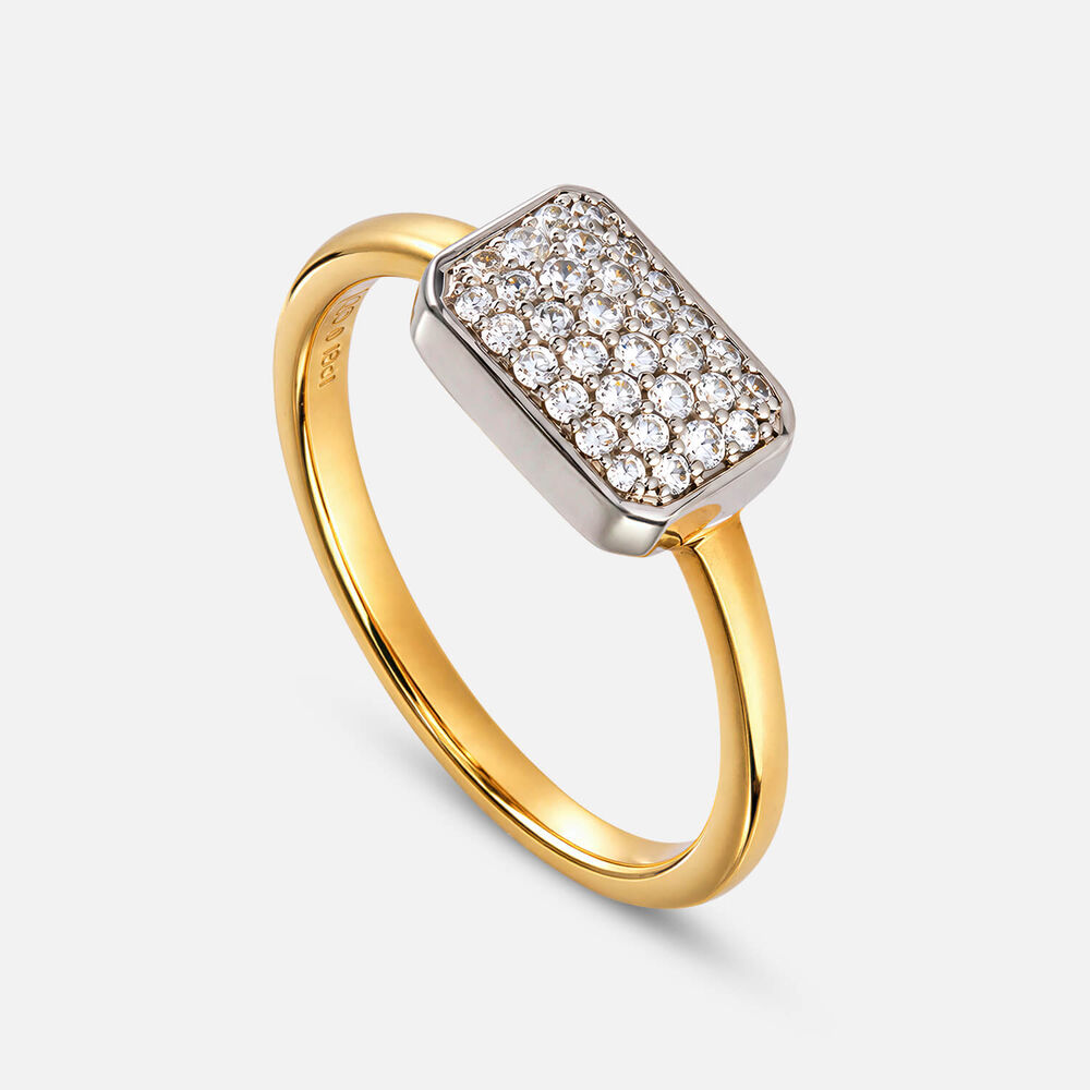 9ct Yellow Gold 0.18ct Bezel Set Rectangular Pave Diamond Ring