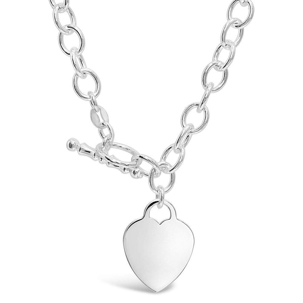 Sterling Silver Heart Plain Ladies Pendant On Chain image number 0