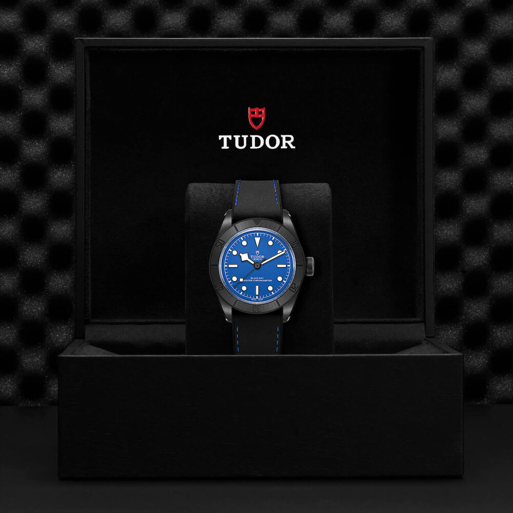 TUDOR Black Bay Ceramic 41mm Blue Dial Black Leather Strap Watch image number 4