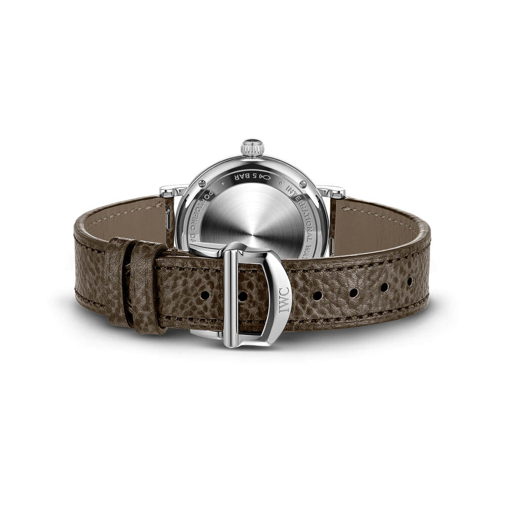 IWC Schaffhausen Portofino Automatic Day & Night 34mm White Dial Taupe Leather Strap Watch image number 2