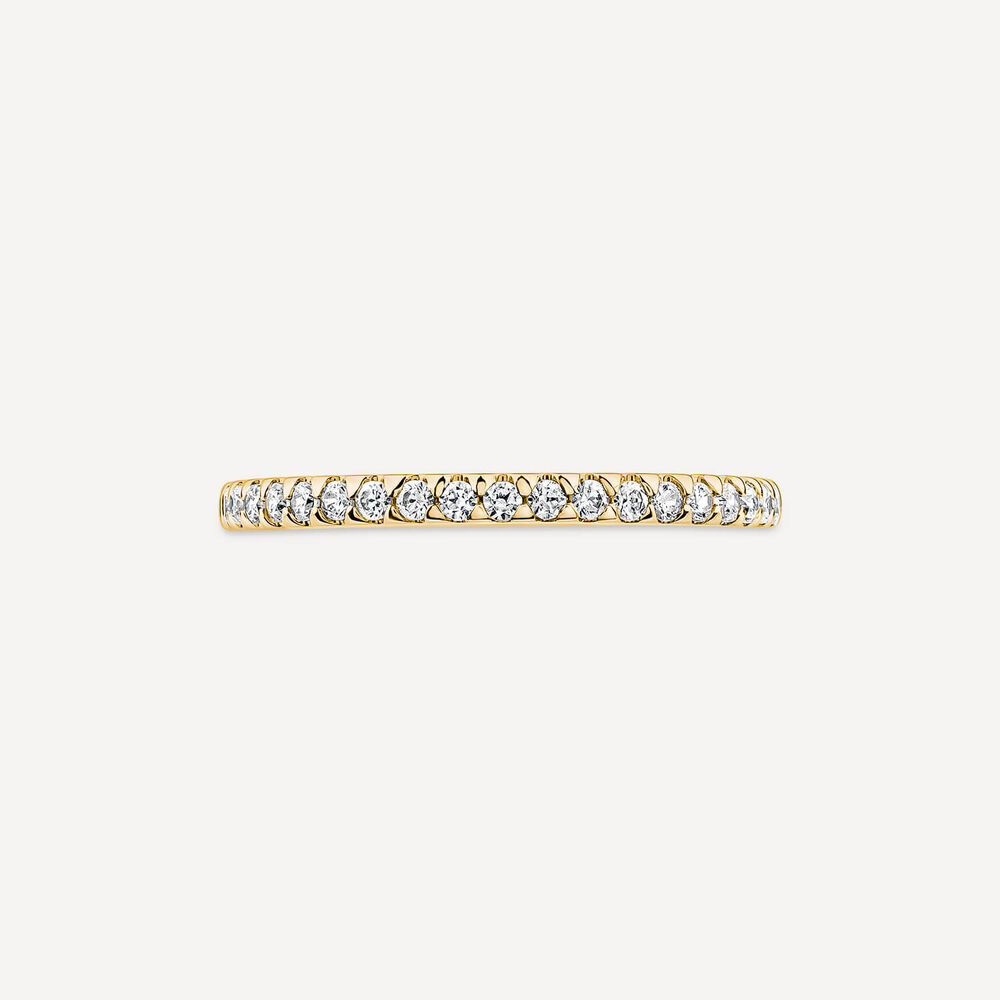 9ct Yellow Gold 1.70mm 0.15ct Round Triangle Claw Wedding Ring image number 1