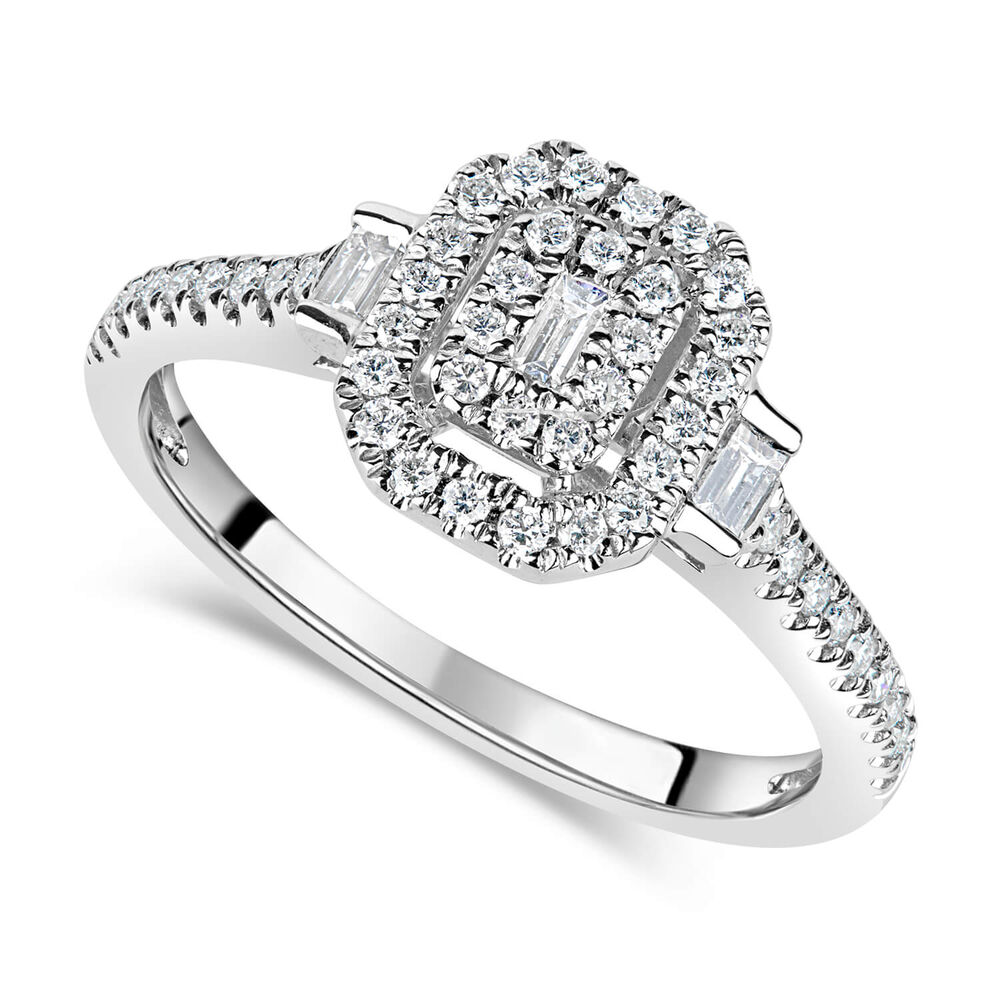18ct White Gold 0.37ct Diamond Double Halo Ring