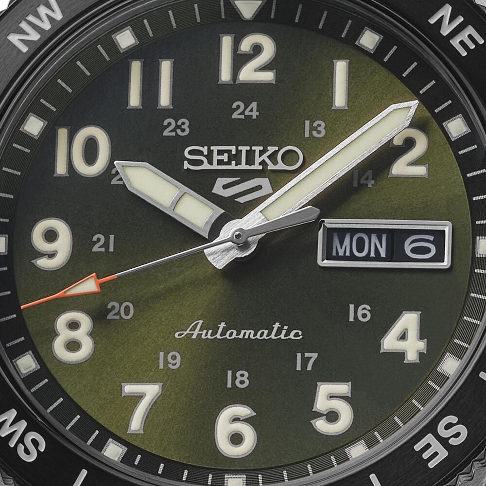 Seiko 5 Sports Field Fatigue Green 41mm Dial Khaki Nylon Strap Watch