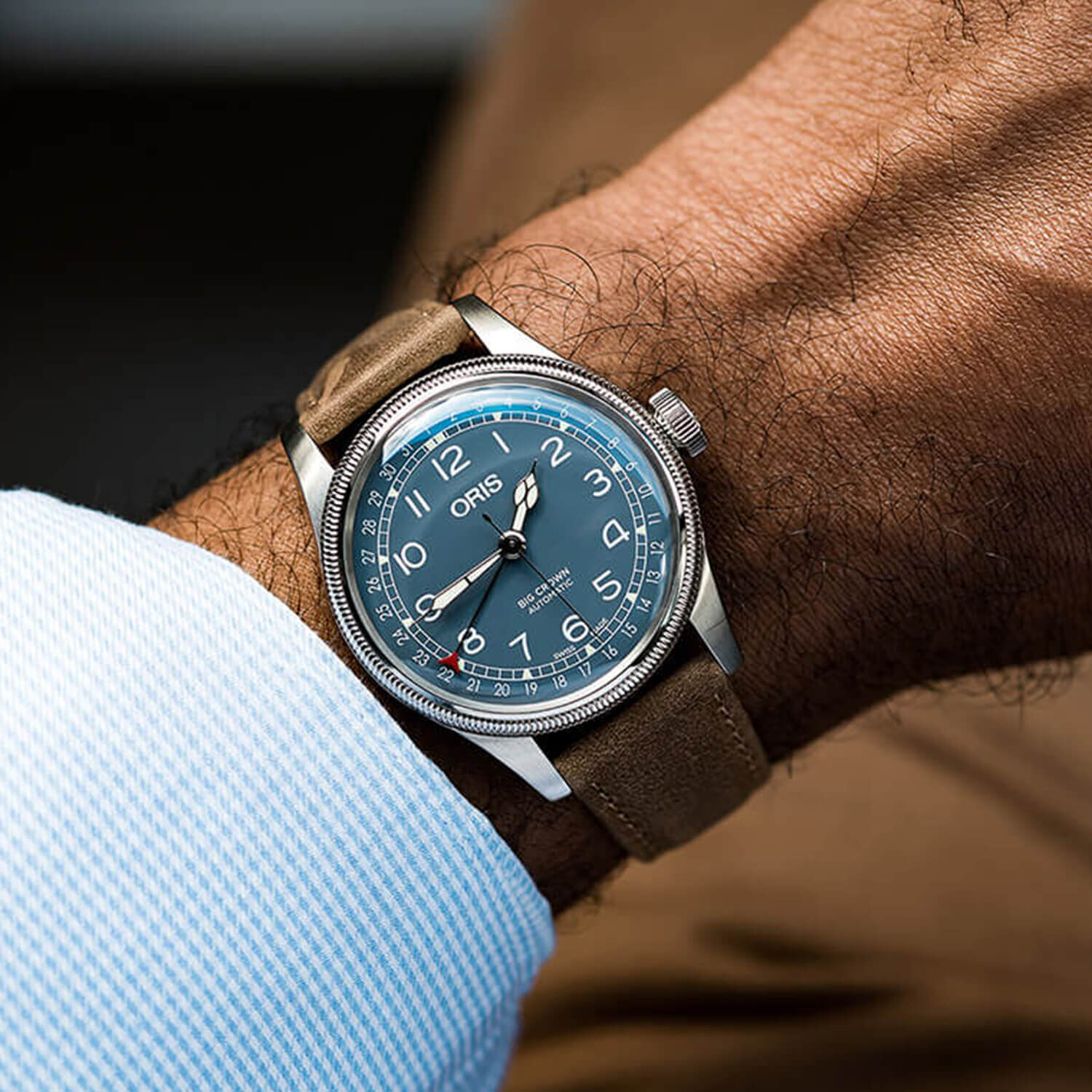 Oris big crown new arrivals pointer date strap