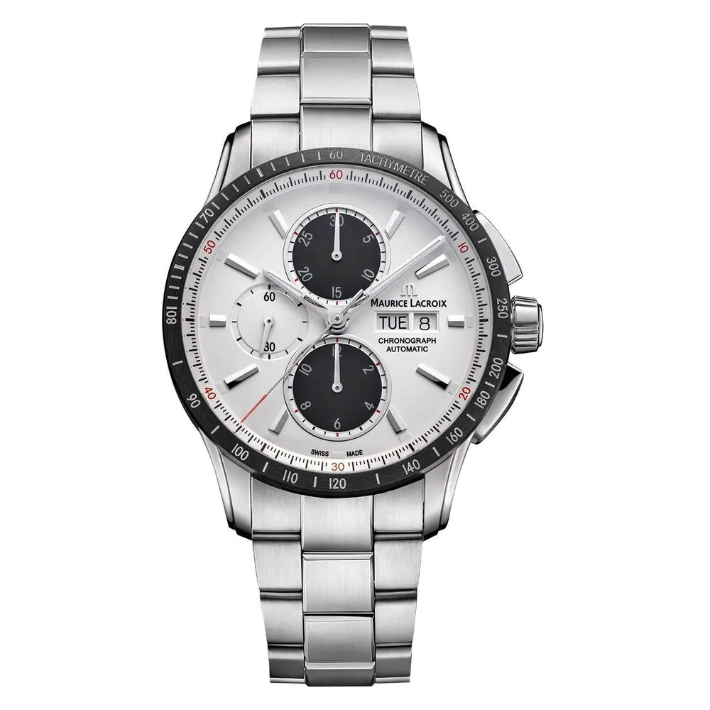 Maurice Lacroix Pontos S Chronograph 43mm White & Grey Panda Dial Bracelet Watch
