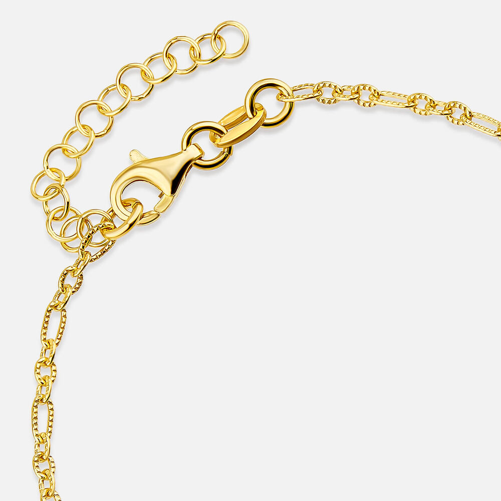 Yellow Gold Plated Sterling Silver Green Teardrop & Pave Cubic Zirconia Sections Bracelet