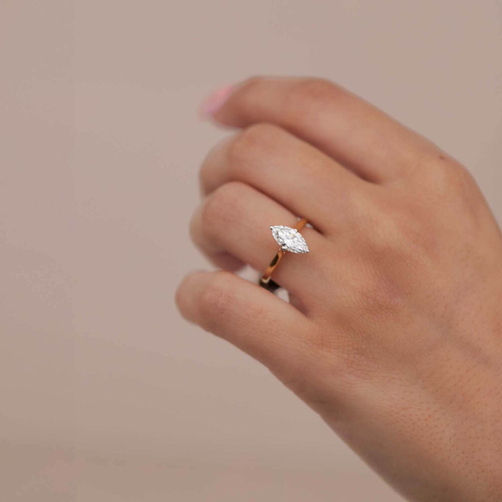 Born 18ct Yellow Gold 1.00ct Marquise Solitaire Diamond Ring