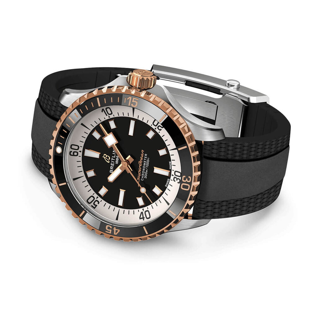 Breitling Superocean Automatic 42 Black Dial Rose Gold Bezel Strap Watch image number 2