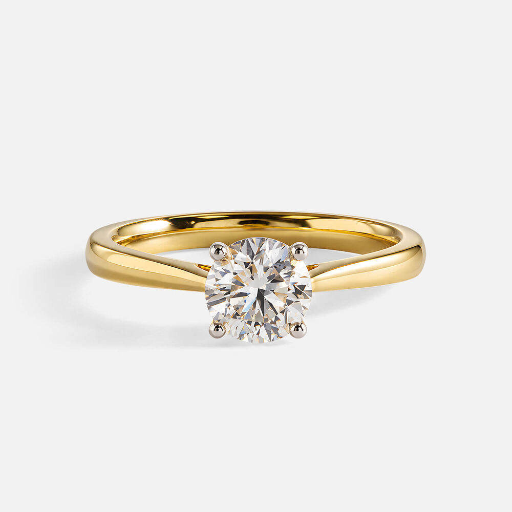18ct Yellow Gold 1.00ct Round Brilliant Diamond Four Claw Solitaire Ring