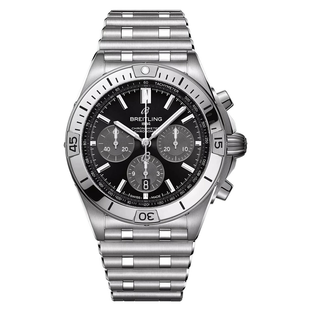 Breitling Chronomat B01 42mm Black Dial Steel Bracelet Watch image number 0
