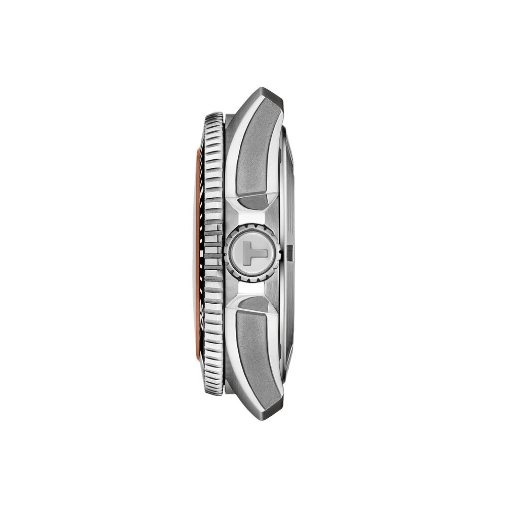 Tissot Seastar 2000 44mm Orange Dial Black Leather Strap Watch