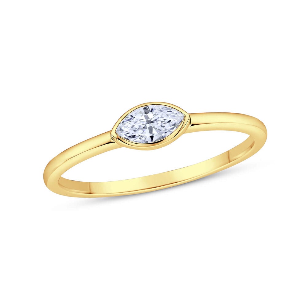 Born Contour 9ct Yellow Gold 0.25ct Marquise Lab Grown Diamond Bezel Set Ring