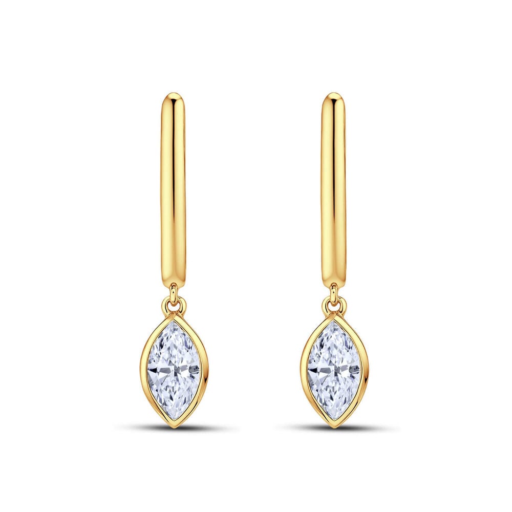 Born Contour 9ct Yellow Gold 0.30ct Marquise Lab Grown Diamond Bezel Set Drop Earrings