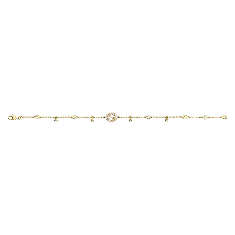 Gucci Interlocking Yellow Gold Diamond Bracelet (Size M, 6.7")