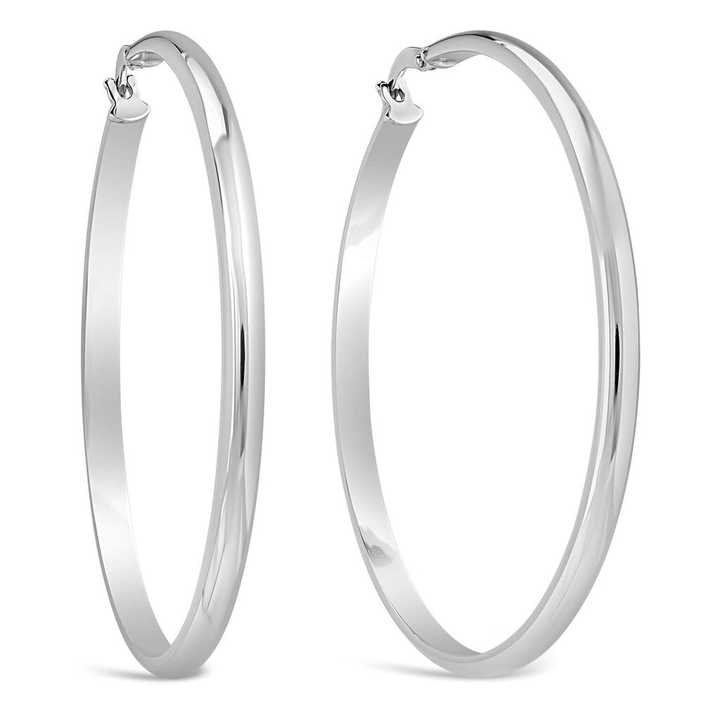 Sterling Silver Plain 40mm Hinged Hoop Earrings