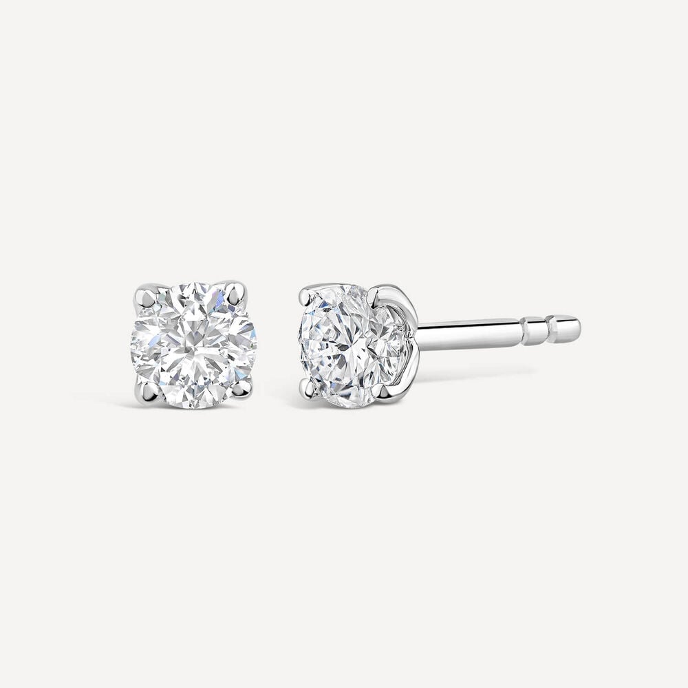 Born 9ct White Gold Lab Grown 0.50ct Diamond Brilliant Stud Earrings image number 1