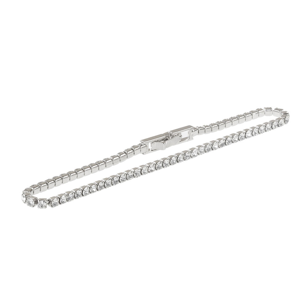 9ct White Gold CZ Tennis Style Bracelet image number 1