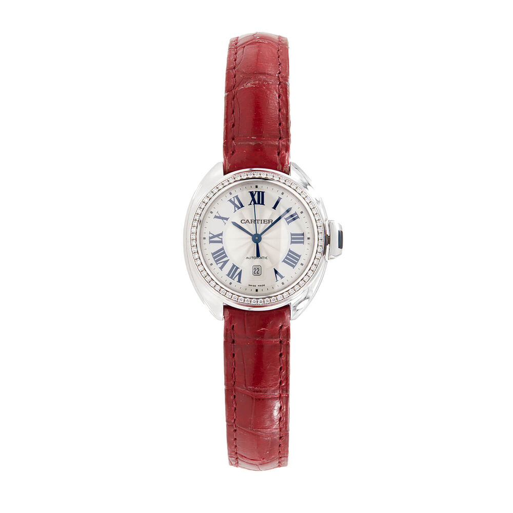 Pre-Owned Cartier Cle De Cartier 31mm Silver Dial Leather Strap Watch