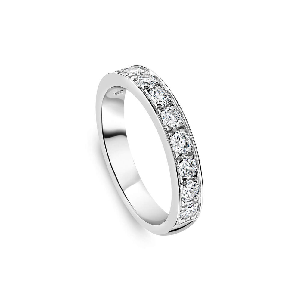 18ct White Gold 3.5mm 0.67ct Diamond Pave Set Wedding Ring- (Special Order) image number 0