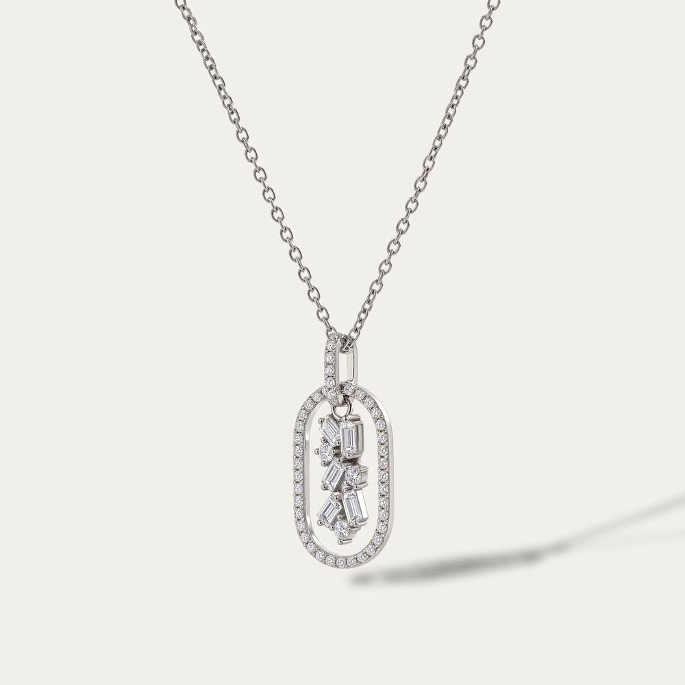 Sterling Silver Mixed Cuts Cubic Zirconia in Frame Pendant