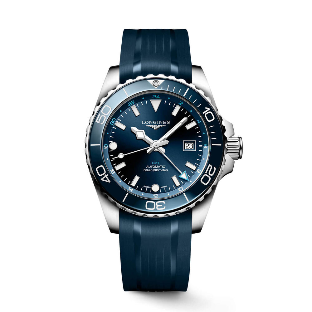 Longines Hydroconquest GMT 43mm Blue Dial Rubber Strap Watch