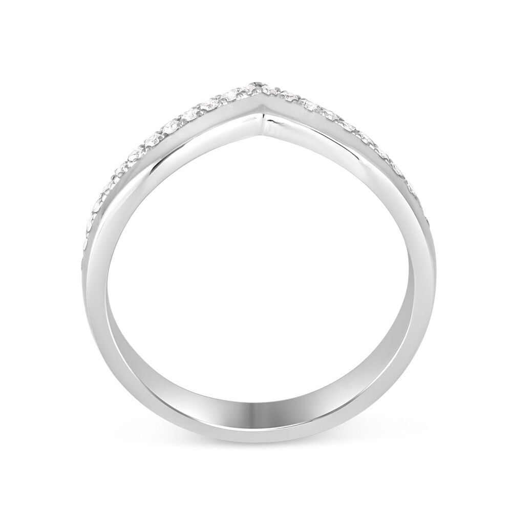 9ct White Gold 0.15ct Diamond Wishbone Wedding Ring