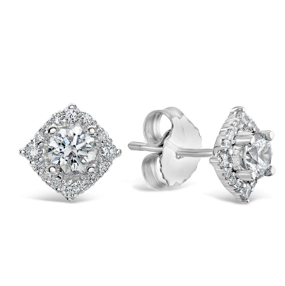 Northern Star Signature 0.50ct Diamond Halo 18ct White Gold Earrings image number 1