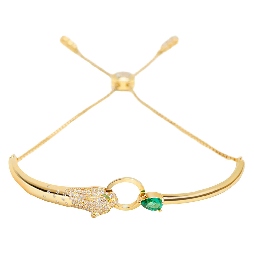 CARAT* London Maumau Yellow Gold Vermeil Cat Head Adjustable Bracelet image number 0