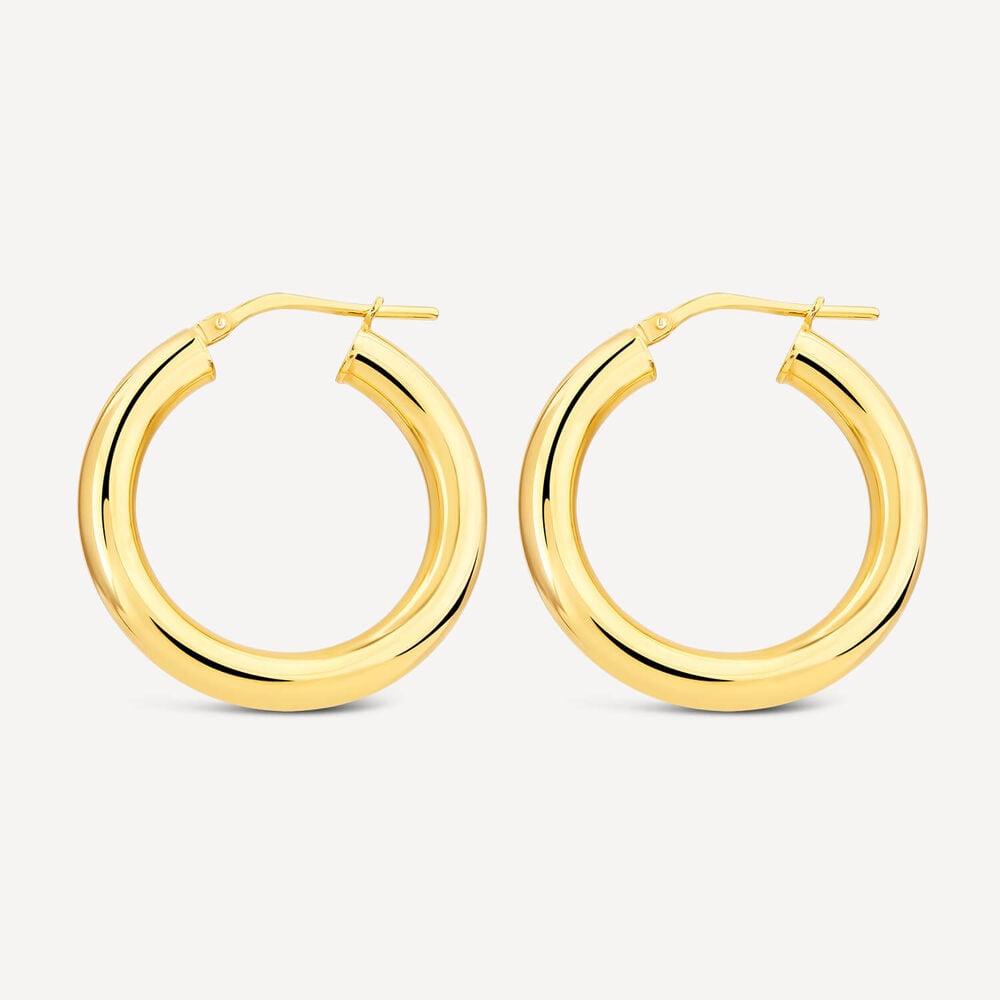 Yellow Gold Plated Sterling Silver 20mm Thick Hoop Earrings image number 1