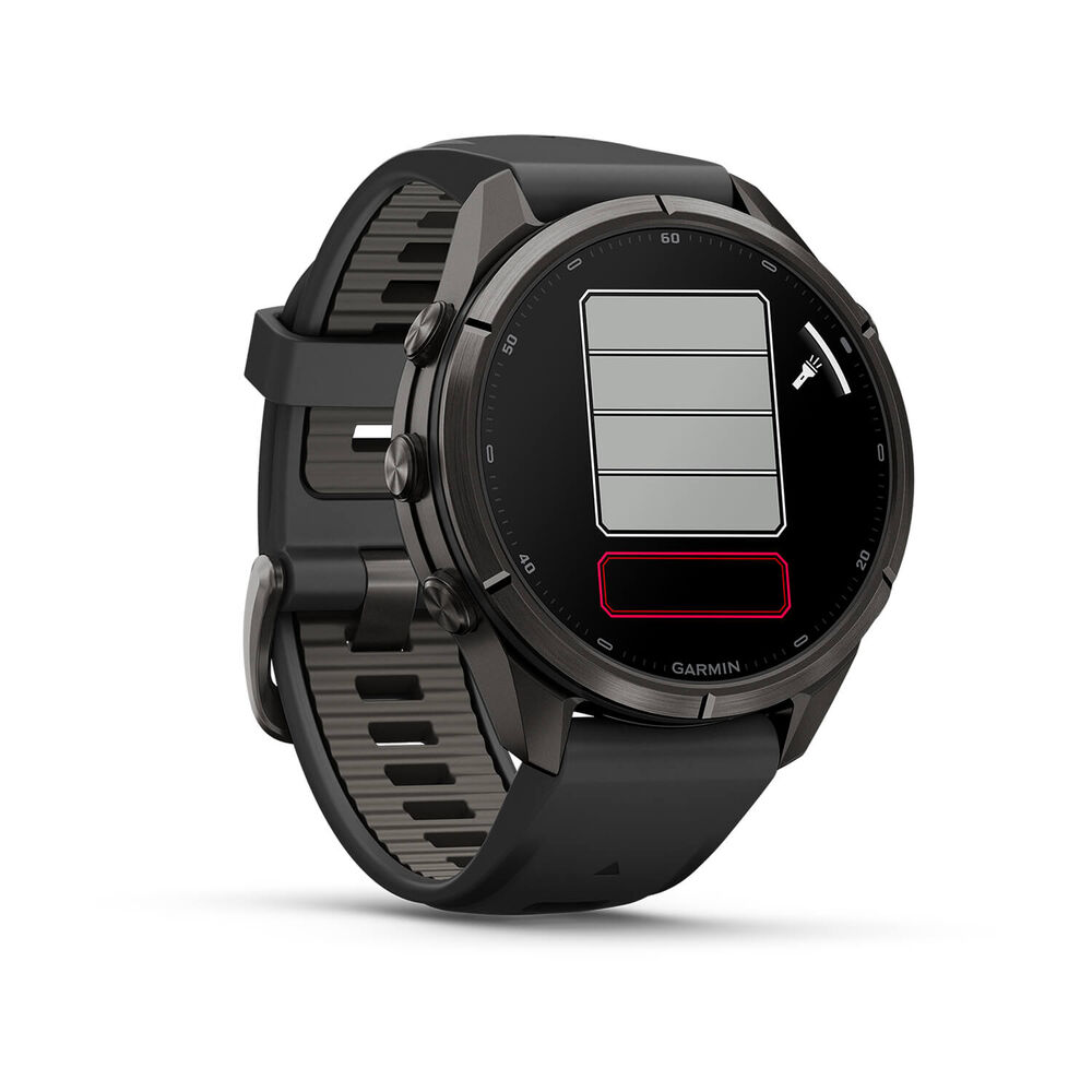 Garmin fenix 9 Pro 43mm Carbon Gray DLC Titanium Black/Pebble Grey Silicone Strap Watch
