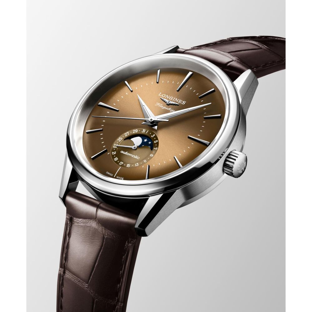 Longines Flagship Heritage 38.5mm Beige Dial Brown Leather Watch