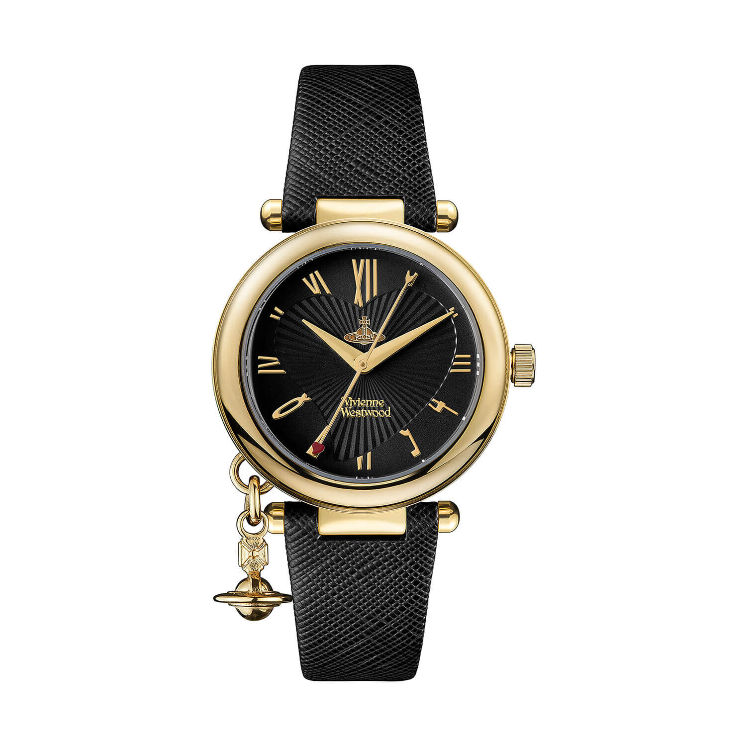 VW Orb Heart Ladies 32mm Black Dial Leather Strap Watch