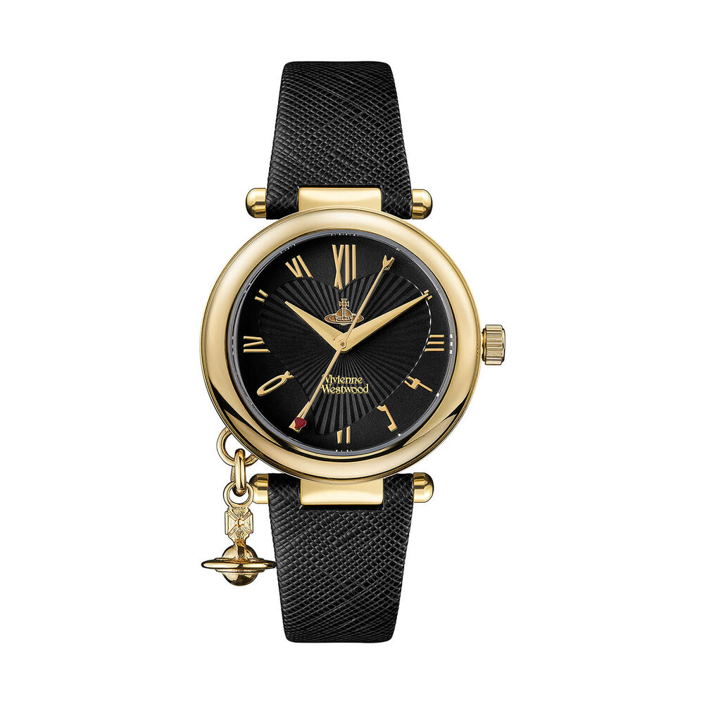 Vivienne Westwood Orb Heart Ladies 32mm Black Dial Leather Strap Watch image number 0