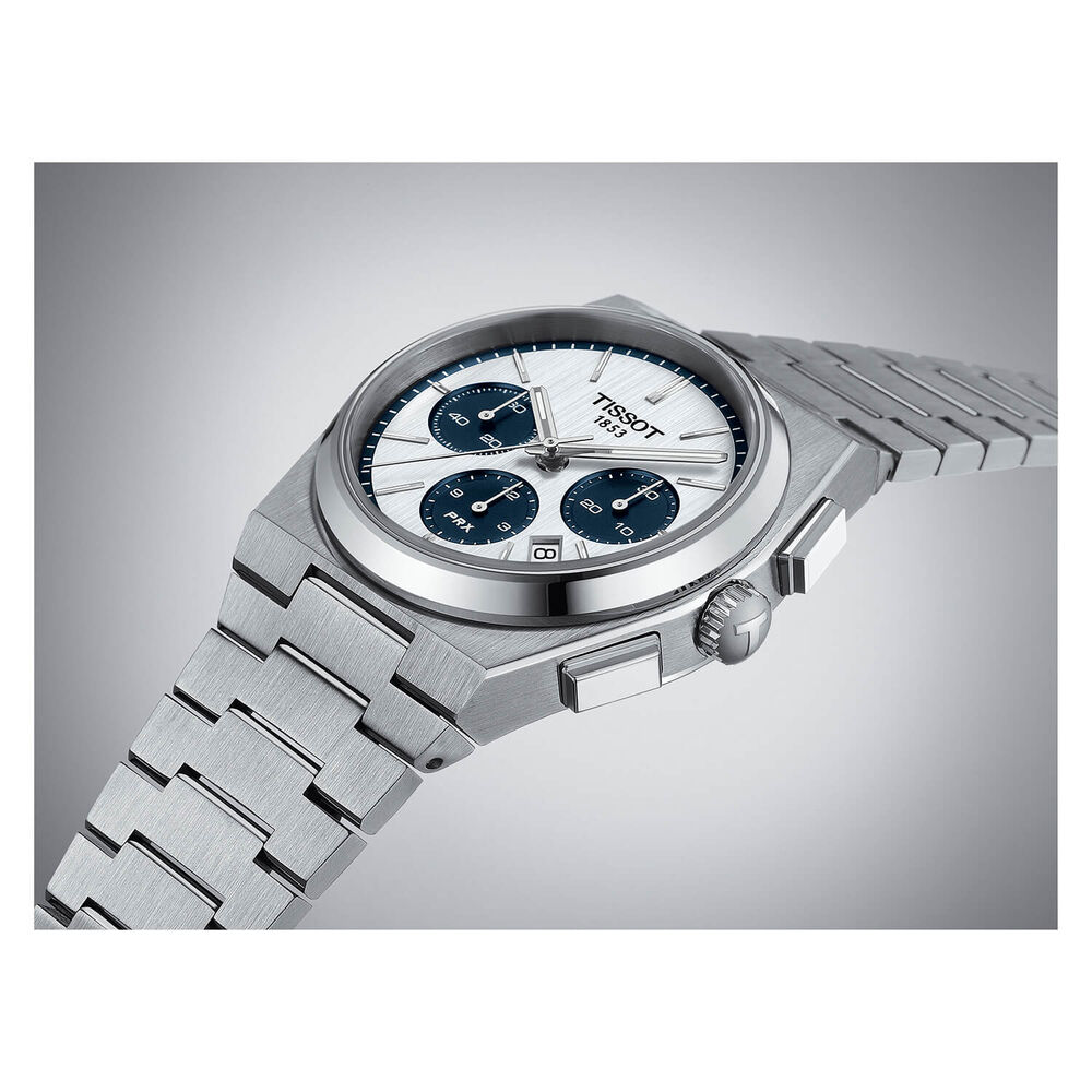 Tissot PRX 42mm White&Black Chrono Dial Bracelet Automatic Watch image number 4