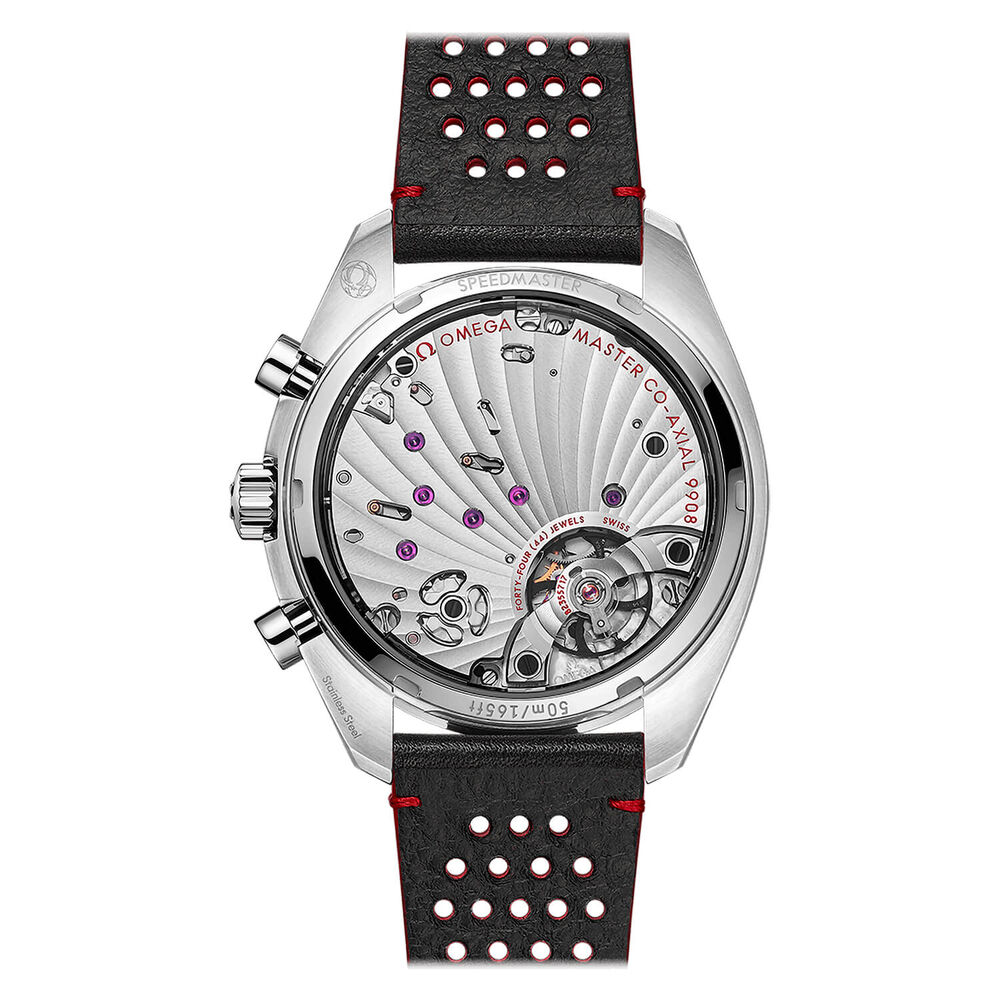 OMEGA Speedmaster Chronoscope 43mm Silver Dial Black & Red Strap Watch