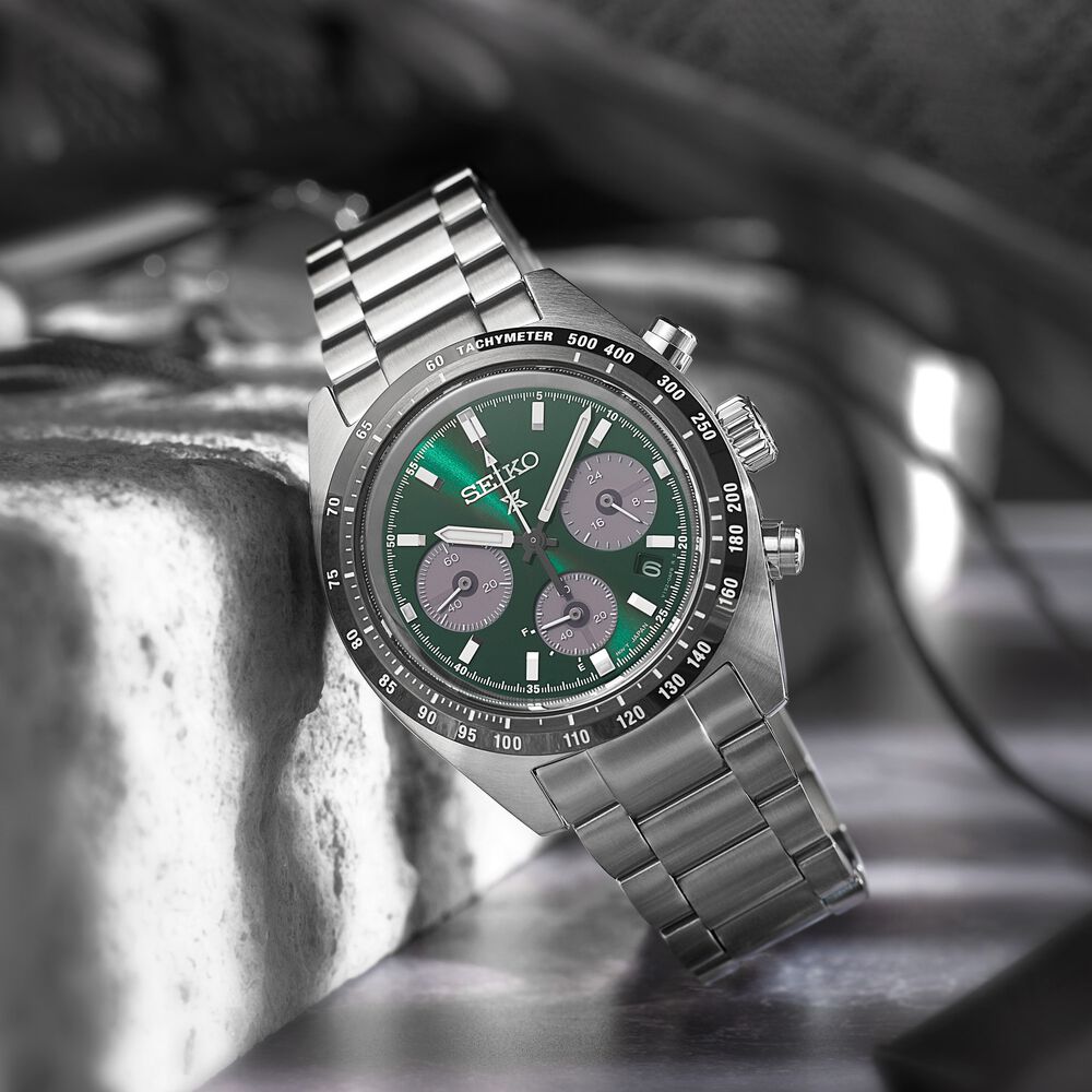 Seiko Prospex ‘Deep Green’ Speedtimer Solar Chronograph 39mm Green Dial Steel Case Watch image number 3