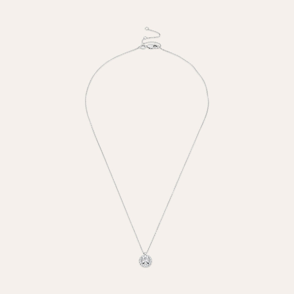 Born 9ct White Gold Lab Grown 0.83ct Halo Diamond Pendant