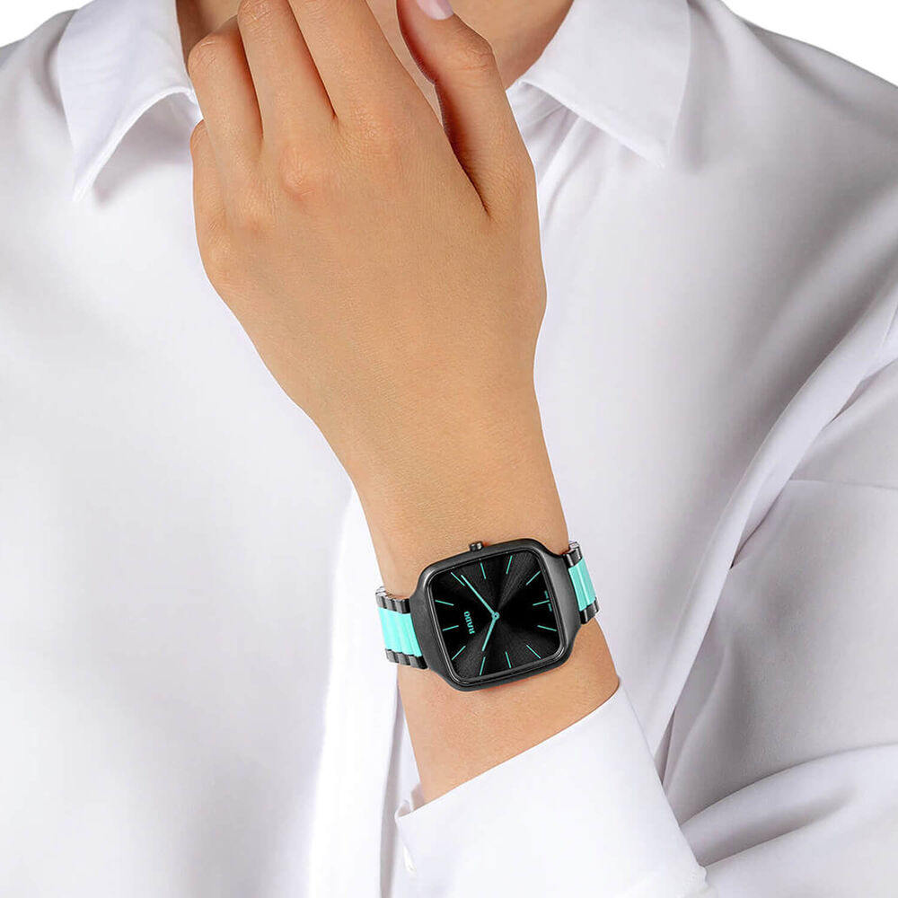 Rado True Square Thinline Les Couleurs™ Le Corbusier 37mm Black Dial Bracelet Watch image number 6