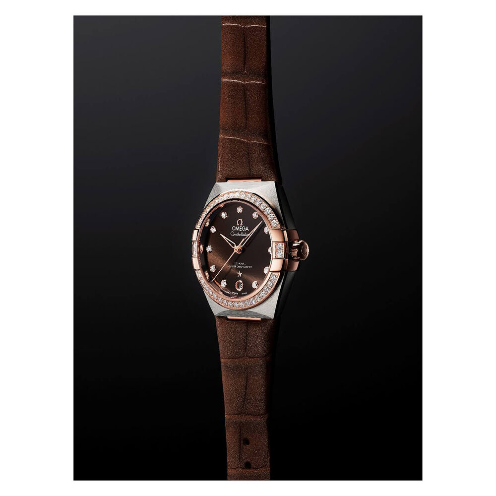 OMEGA Constellation 36mm Brown PVD Dial Rose Gold Diamond Set BezelBrown Strap Watch image number 5