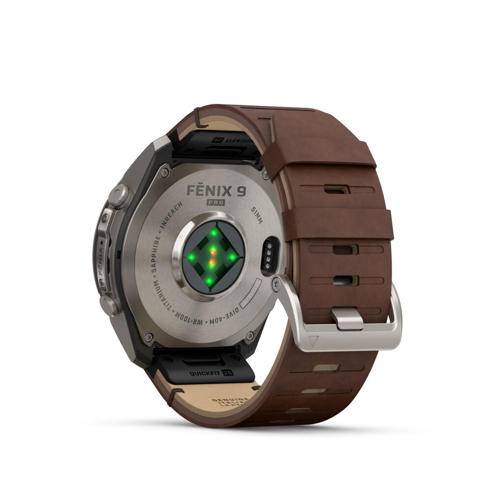 Garmin fenix 9 Pro 51mm Titanium Walnut Leather Strap Watch