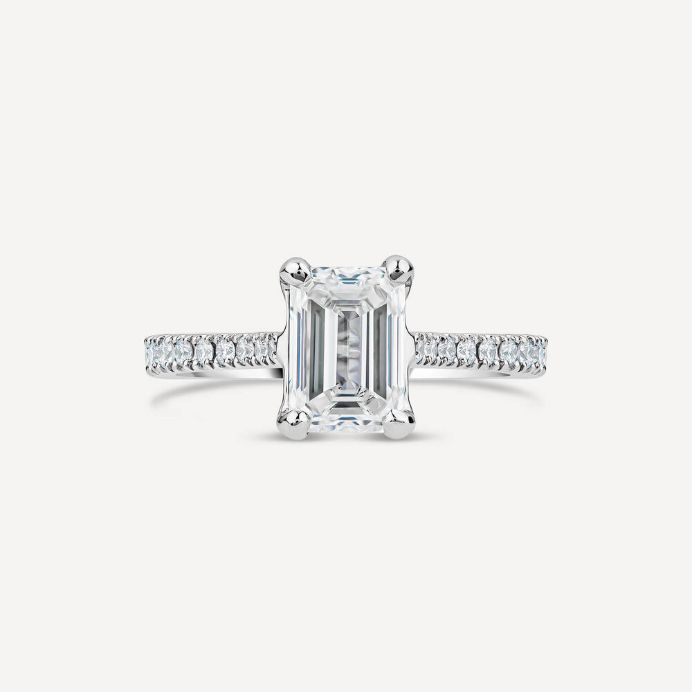 Born Platinum 1.70ct Lab Grown Emerald Cut & Diamond Sides Ring