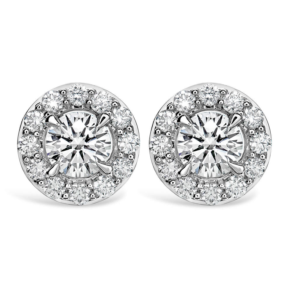 18ct White Gold 0.78ct Amia Diamond Halo Earrings